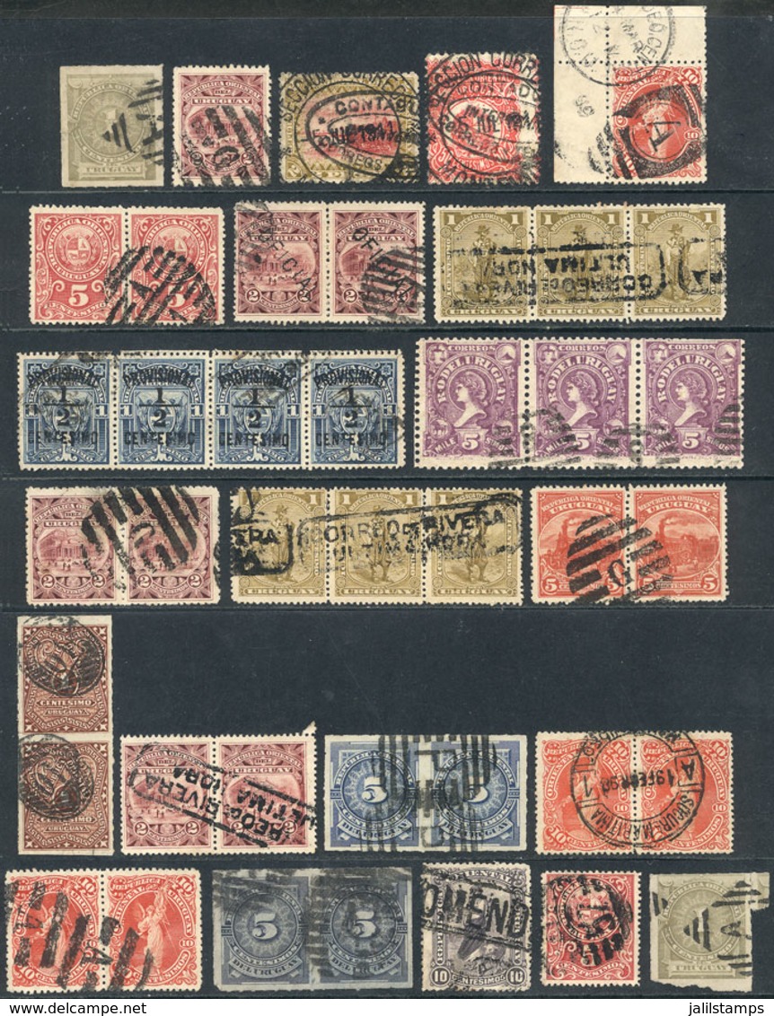 URUGUAY: Lot Of Several Dozens Old Stamps, With Many Interesting Cancels, VF Quality!! - Uruguay