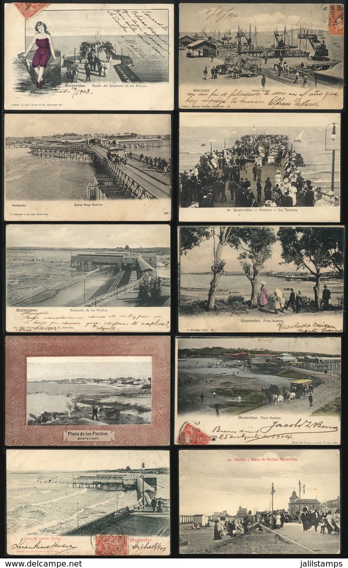 URUGUAY: MONTEVIDEO: 20 Spectacular Old Postcards With Very Good Views, Rare And With Retail Values Of Up To US$50 In Sp - Uruguay