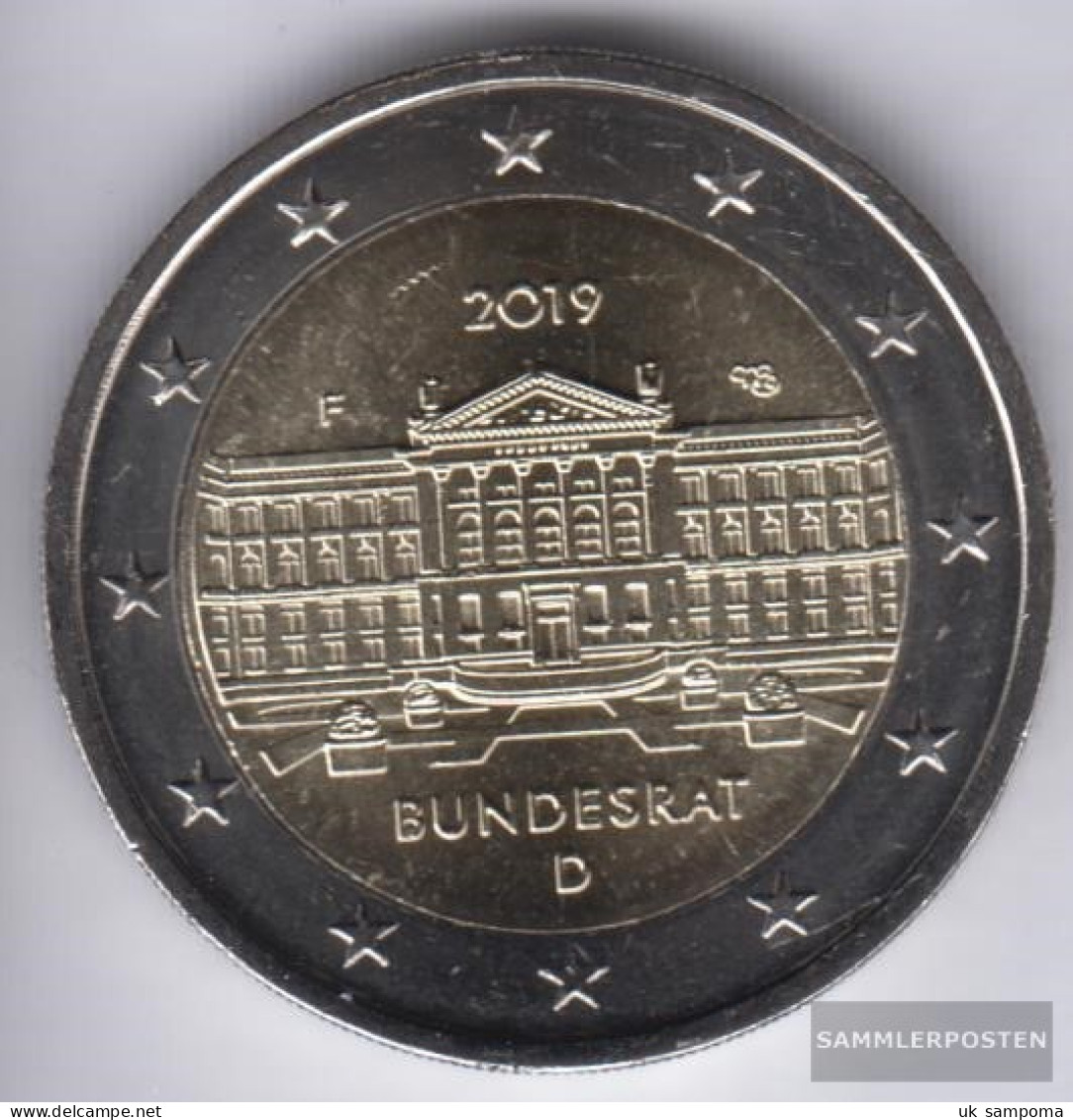 FRD (FR.Germany) Jägernr: 635 2019 F Stgl./unzirkuliert Reprint: 7,2 Million. Stgl./unzirkuliert 2019 2 Euro 70 Years F - Deutschland