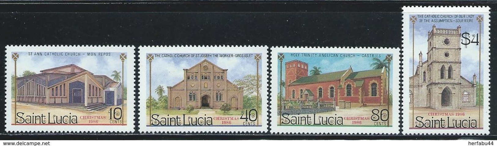 St. Lucia      Christmas 1986 Churches      Set    SC# 867-70 MNH** - St.Lucia (1979-...)