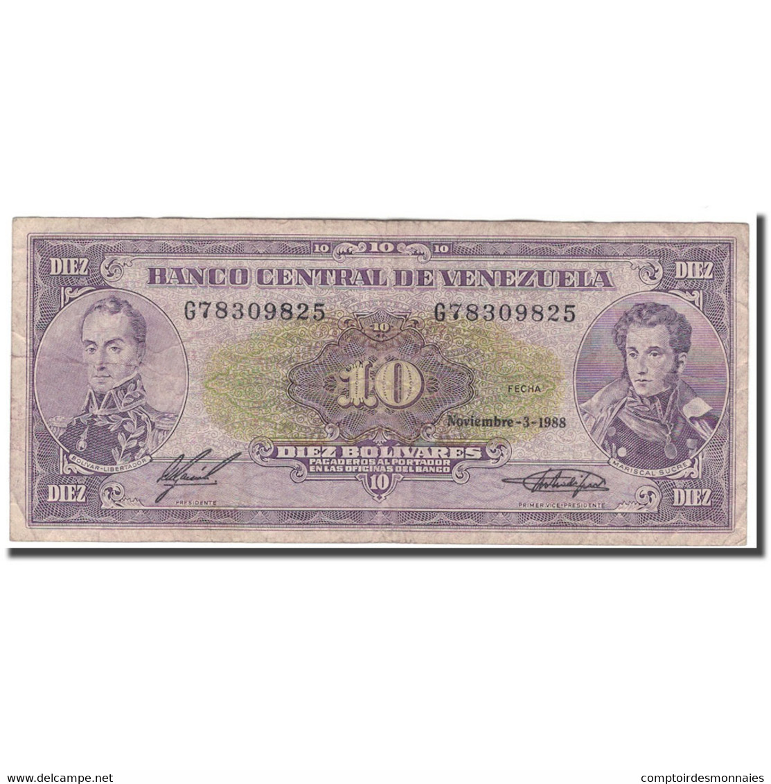 Billet, Venezuela, 10 Bolívares, 1988, 1988-11-03, KM:62, TB - Venezuela