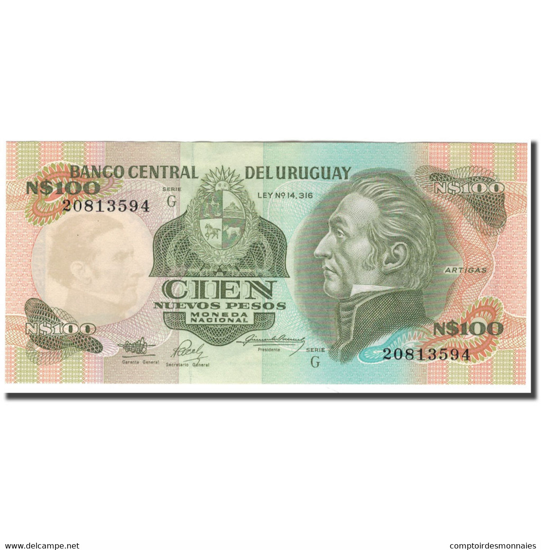 Billet, Uruguay, 100 Nuevos Pesos, KM:62a, SUP+ - Uruguay