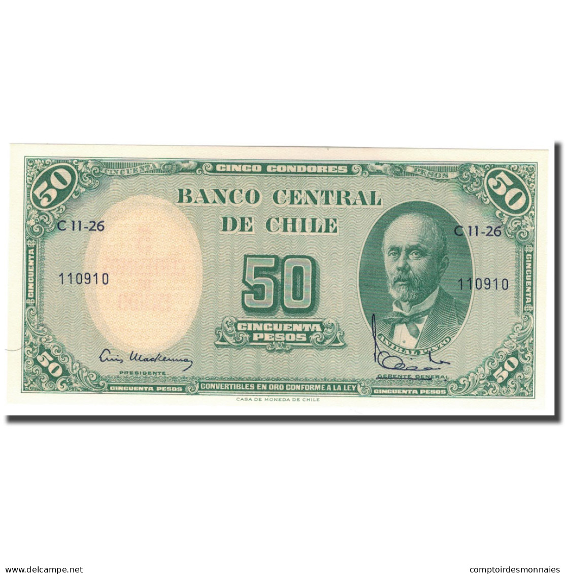 Billet, Chile, 5 Centesimos On 50 Pesos, KM:126b, NEUF - Chile