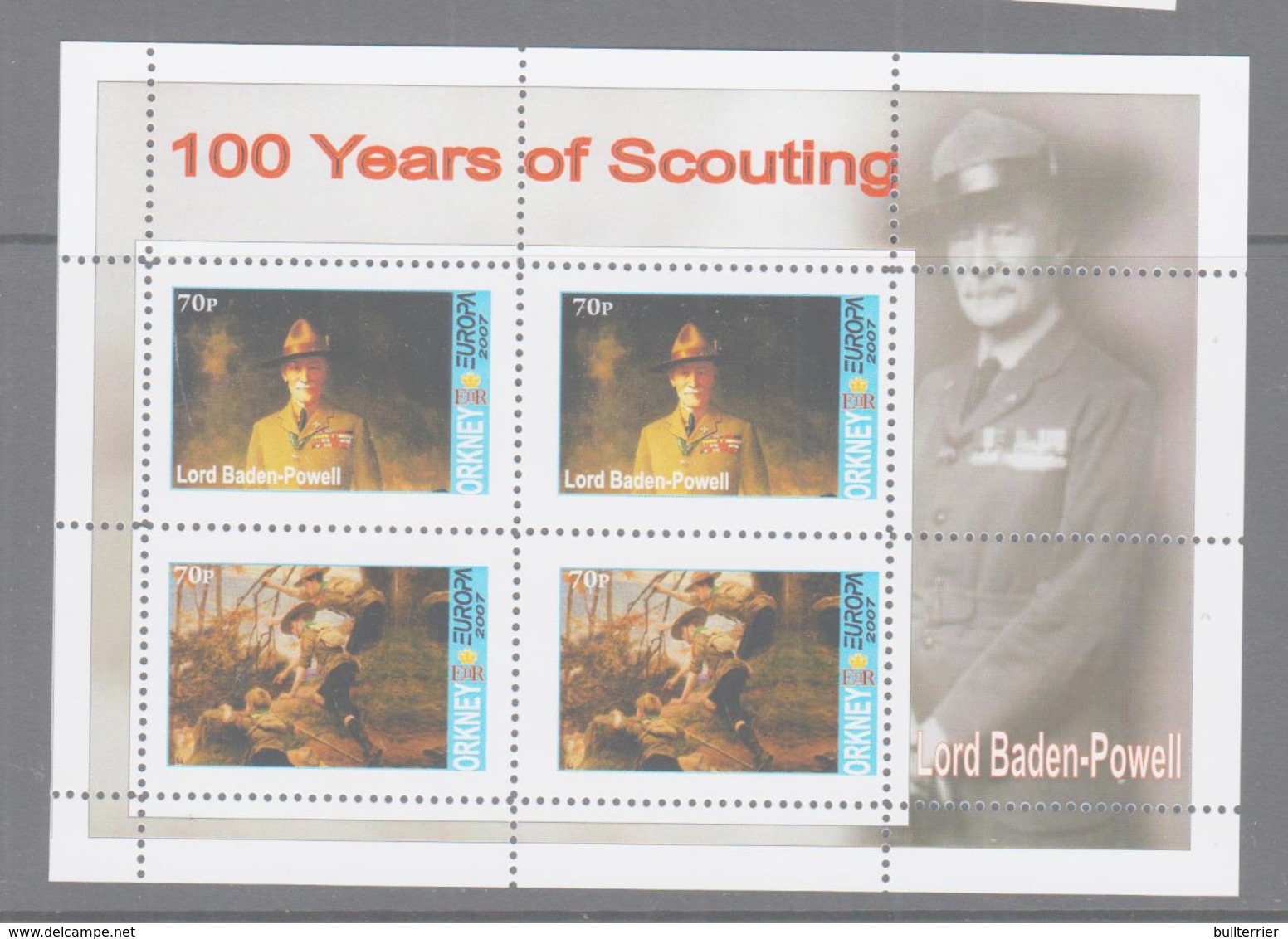 SCOUTS -  GREAT BRITAIN (LOCALS ) ORKNEYS  - 2007 - EUROPA/SCOUTS SHEETELT OF 4 MNH - Cartas & Documentos