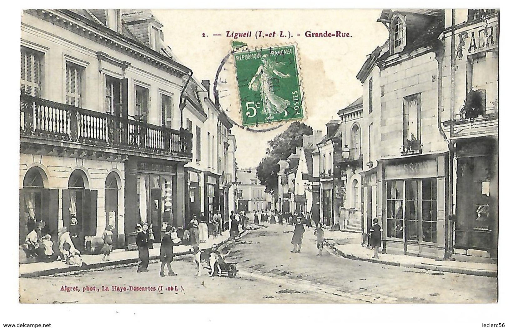 37 LIGUEIL GRANDE RUE 1909 CPA 2 SCANS - Other & Unclassified