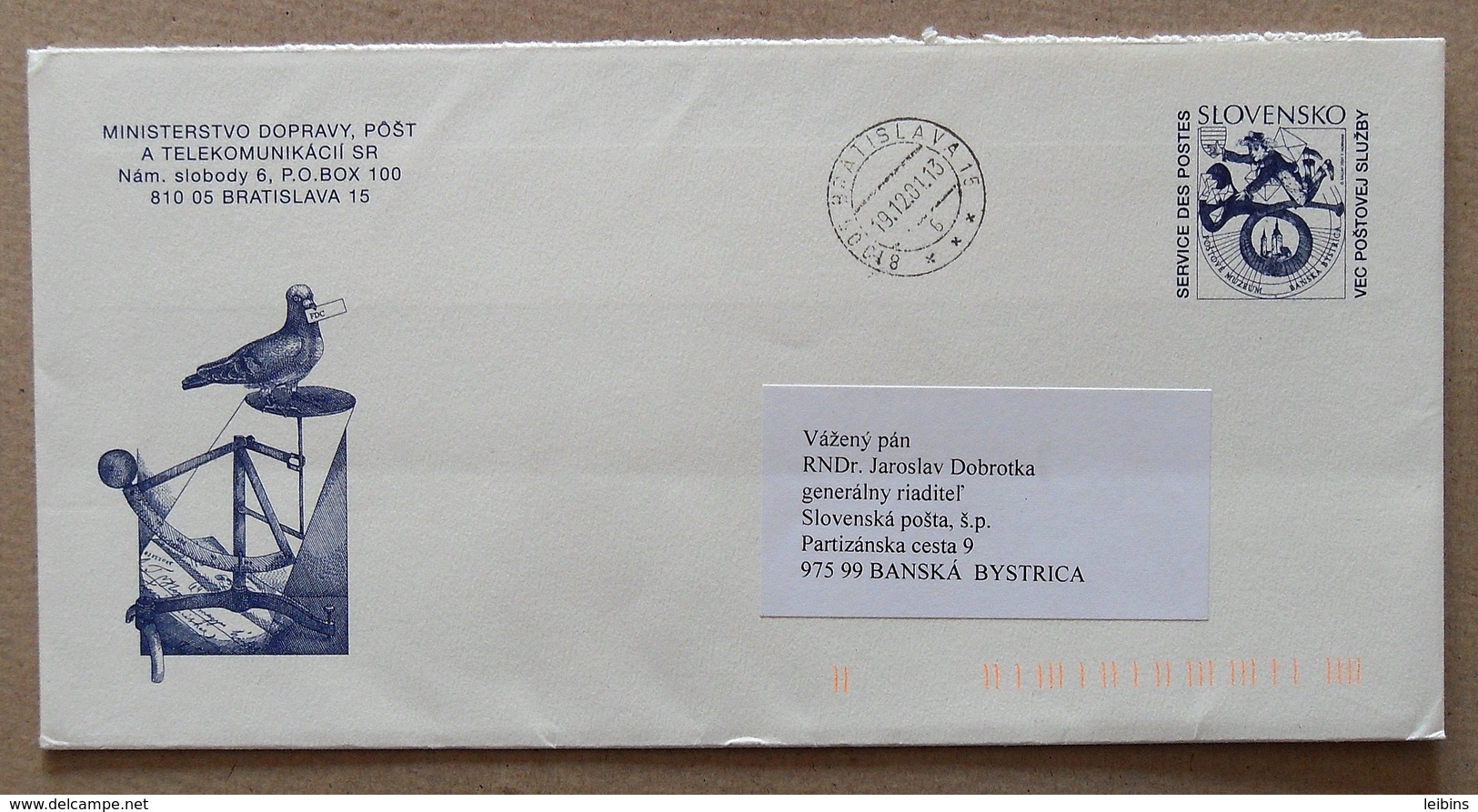 2001 Slovakia Envelope CSO 7 /o - Enveloppes