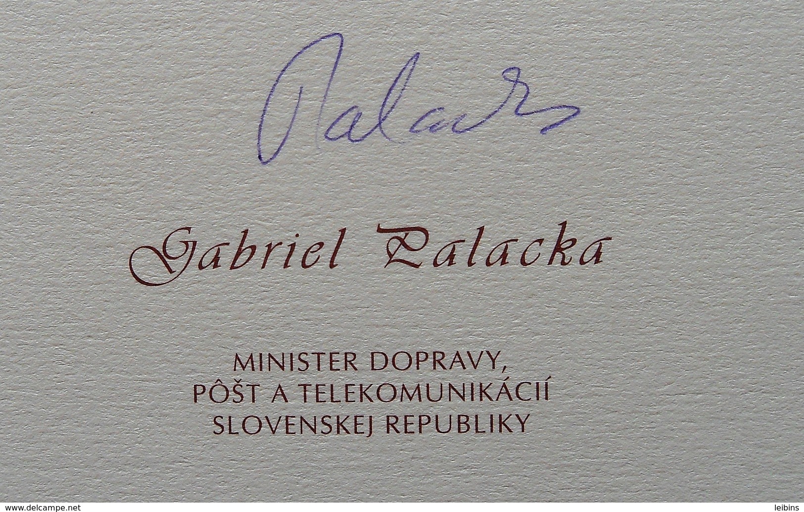 1998 Slovakia Envelope CSO 4a + PF 1999 With Minister Palacka Signature /** - Briefe