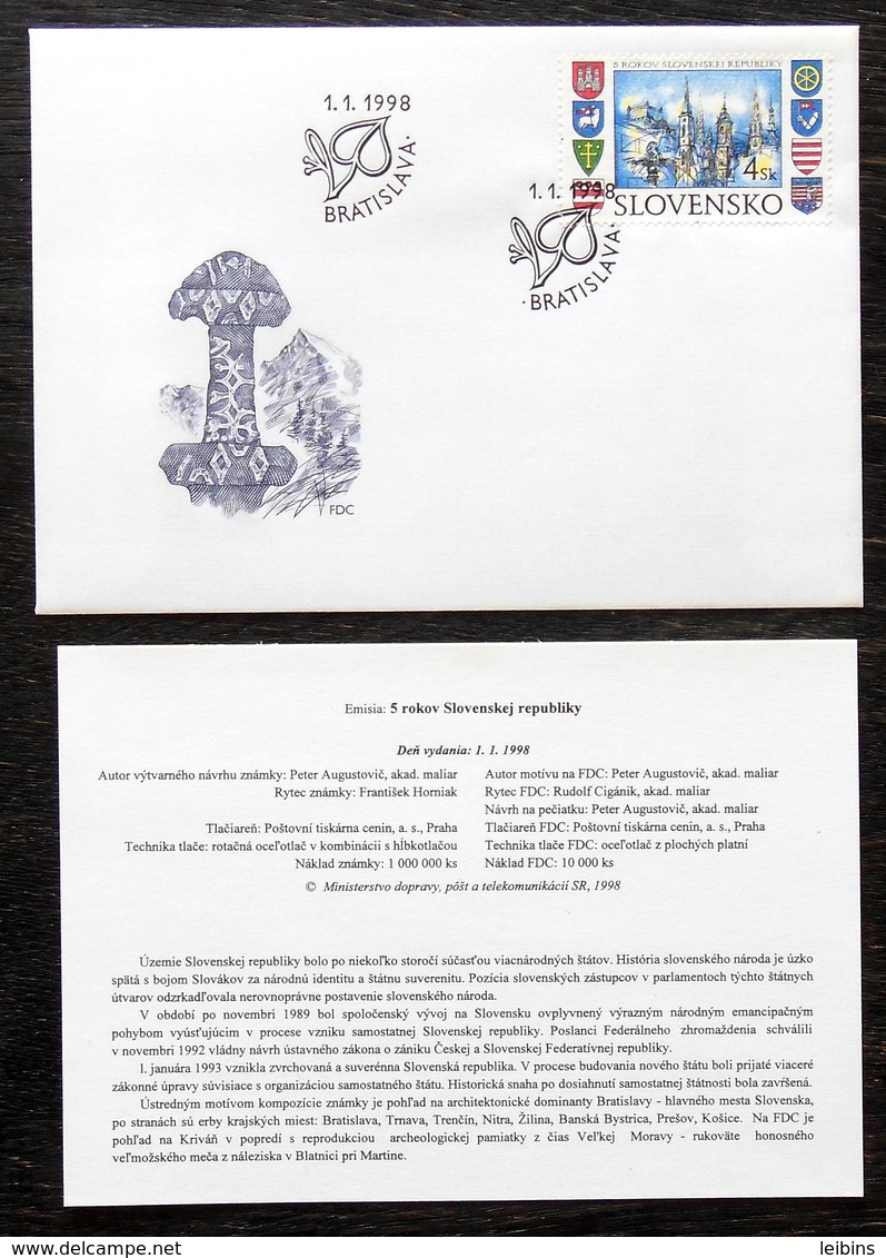 1998 Slovakia Mi 300 /FDC - FDC