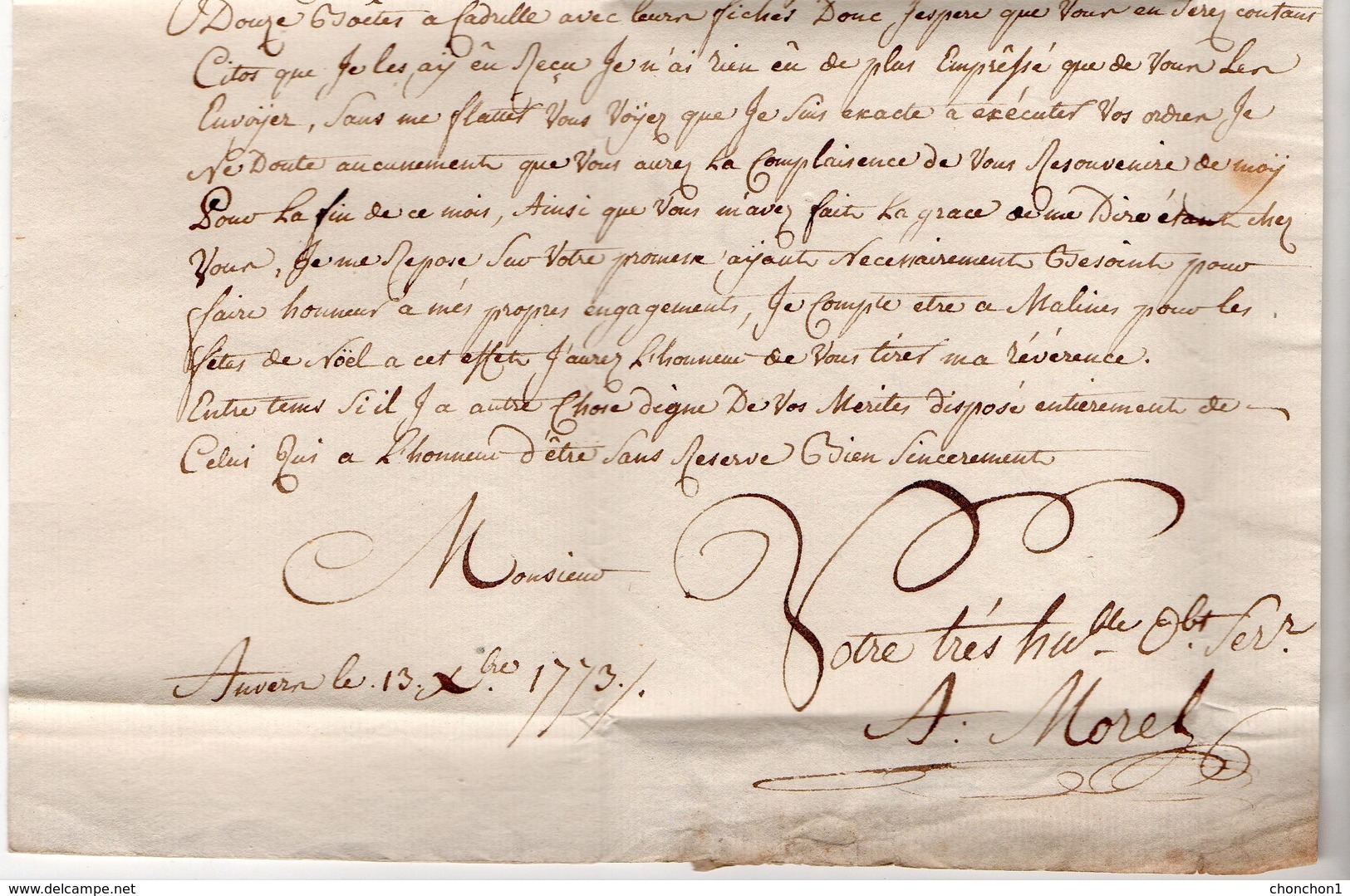 LAC - BELGIQUE - 1773 Vers MALINES - AA5 - 1714-1794 (Pays-Bas Autrichiens)