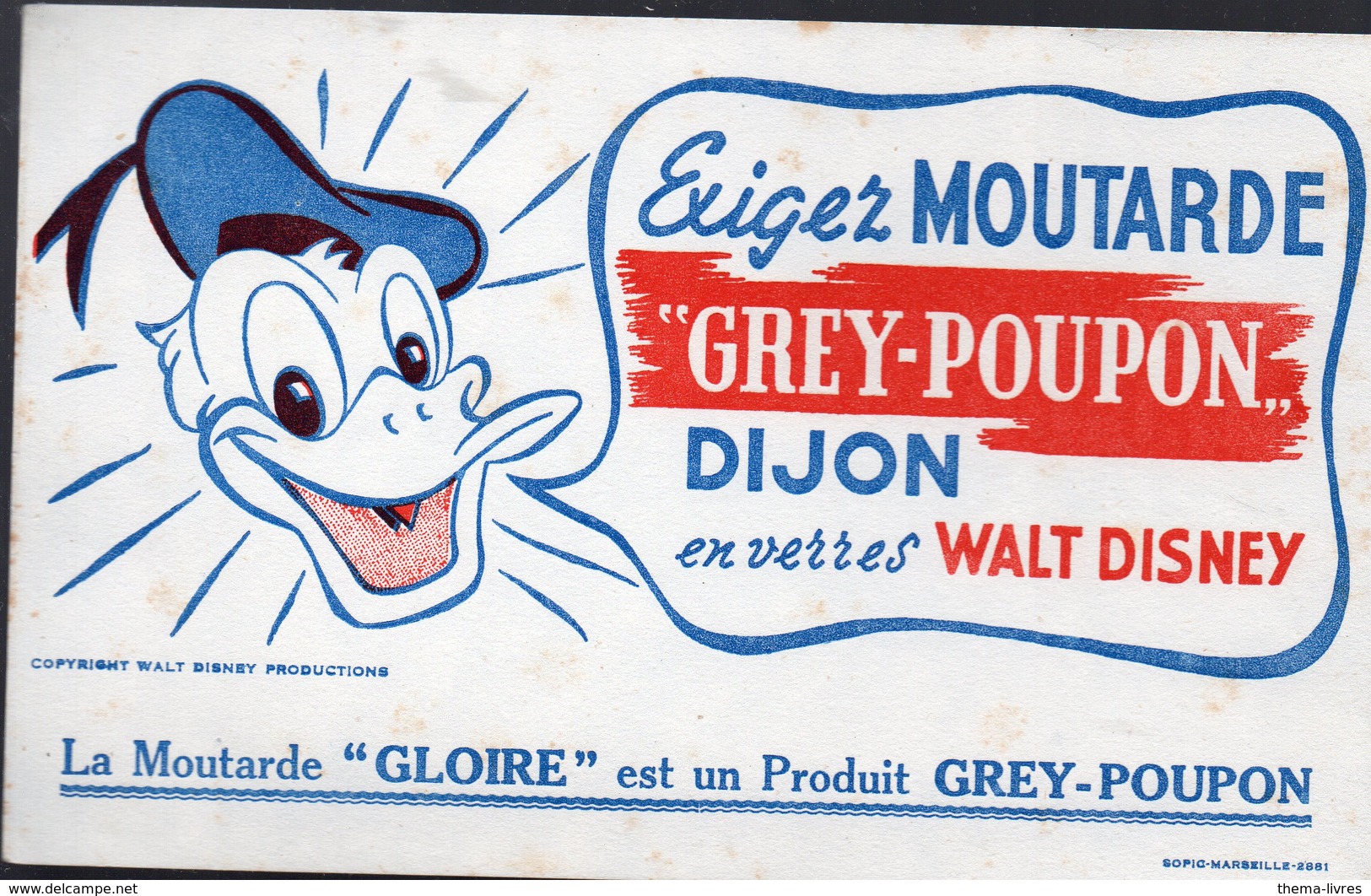 Dijon (21 Côte D'or)  Buvard Moutarde GREY-POUPON   (illustr Walt Disney) (PPP10270) - Moutardes