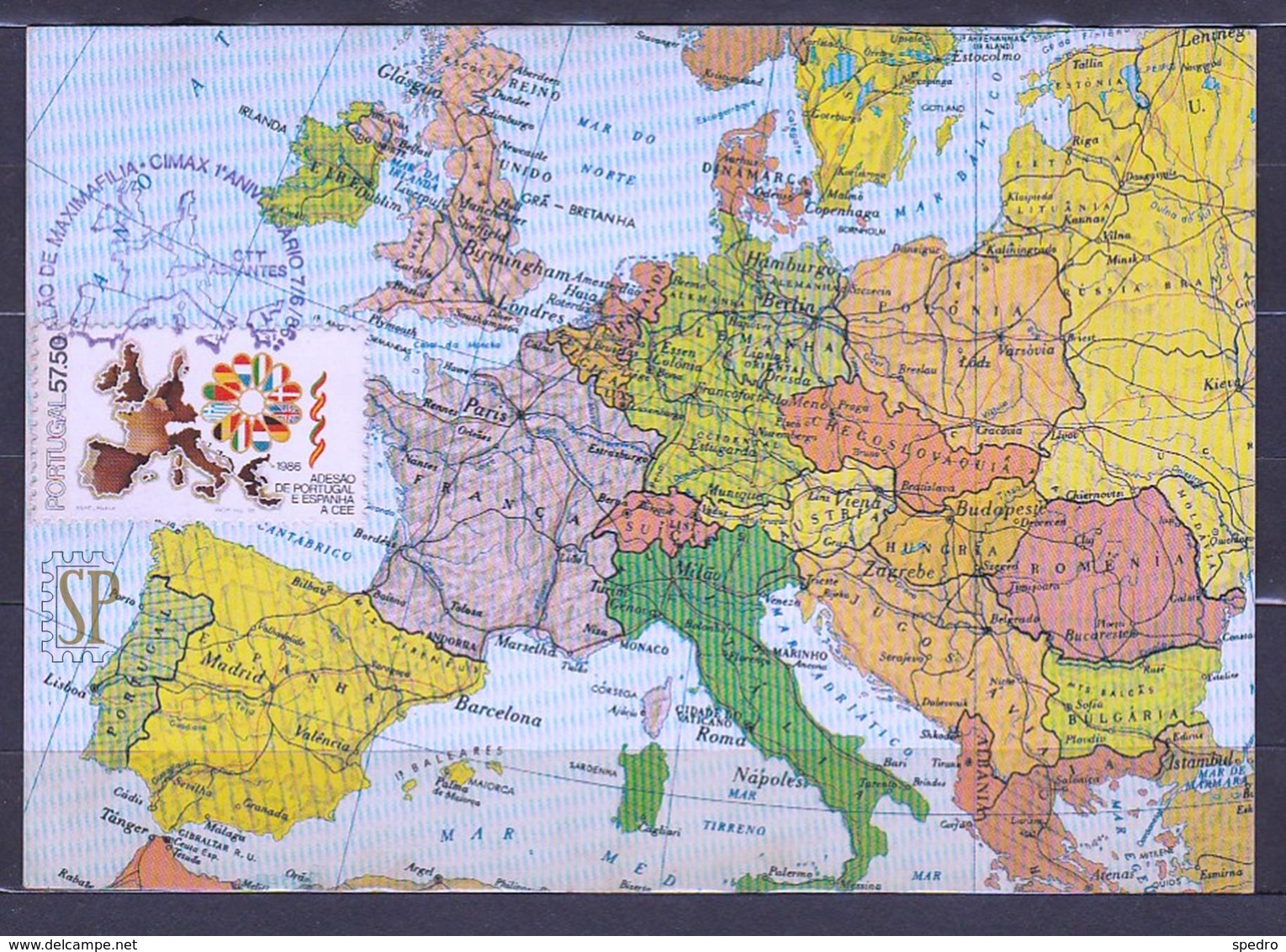 Portugal 1986 Postal Máximo Adesão Europa Maxicard Maximum Mapa Maps Carte Karte Abrantes Afinsa 1746 - Geografía