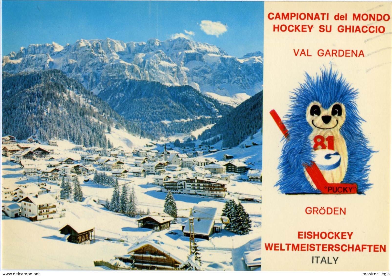 SELVA DI VAL GARDENA  BOLZANO  Ice Hockey Championships 1981  Mascotte Pucky - Bolzano