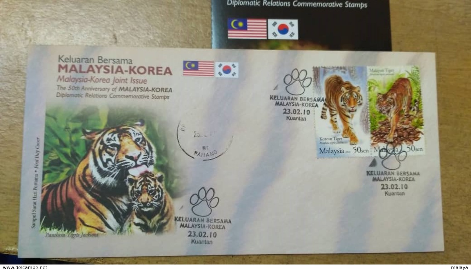 Malaysia FDC 2010 Set Diplomatic Relationship Tiger Korea Postmark Kuantan Pahang - Malaysia (1964-...)