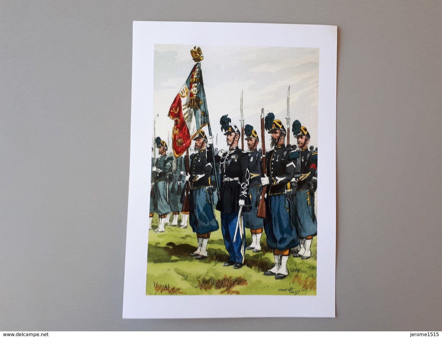 Affiche : Drapeau Et Sa Garde D'un Régiment D'infanterie Second Empire & - Autres & Non Classés