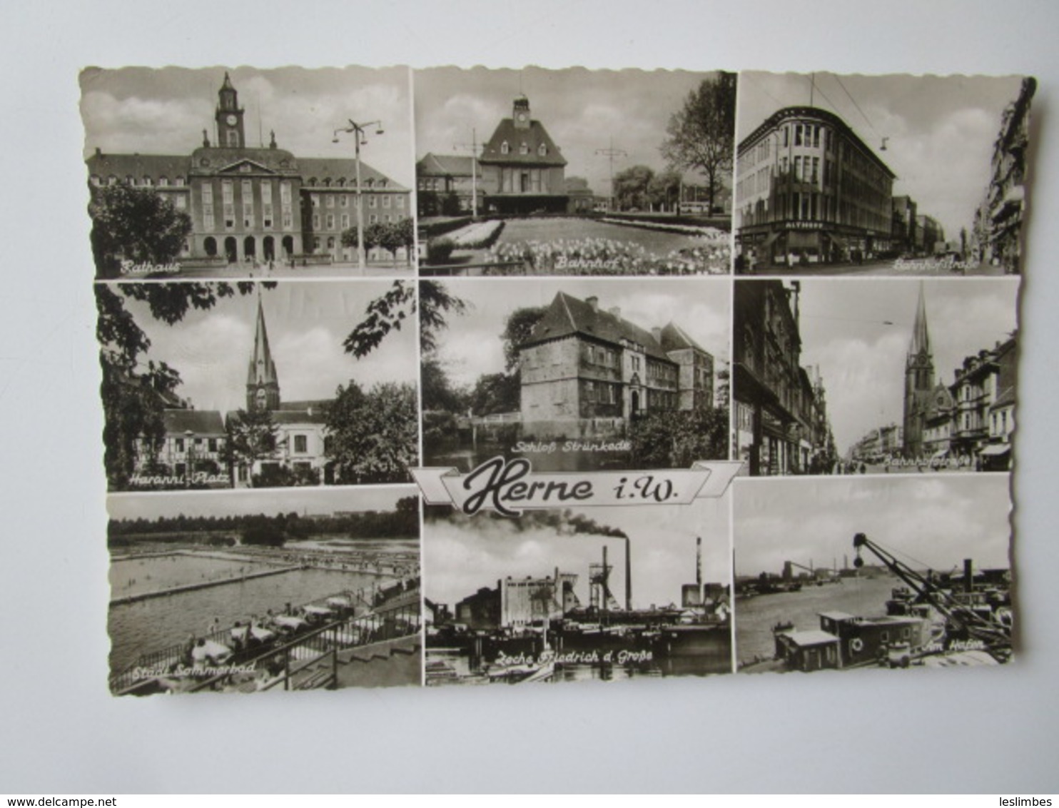 Herne. Rathaus. Bahnhof. Haranni Platz. Schloss Strunkede. Am Hafen. Stadt Sammerbad - Herne