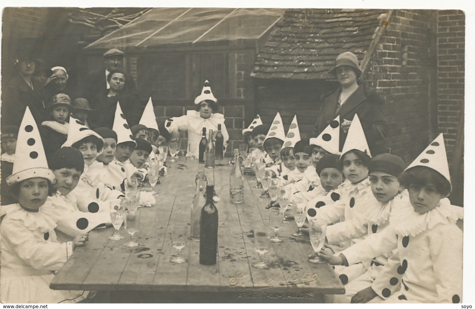 Belle Carte Photo Fete Enfants Costumés Carnaval Pierrots Limonade Photo Samuel Talbot Argent Sur Sauldre Cher - Carnaval