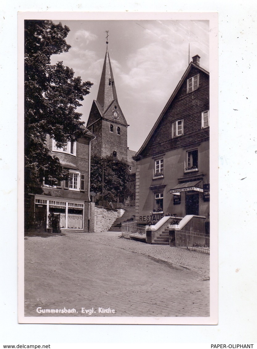 5270 GUMMERSBACH, Evangelische Kirche Und Umgebung, Restaurant Winter, 1949 - Gummersbach