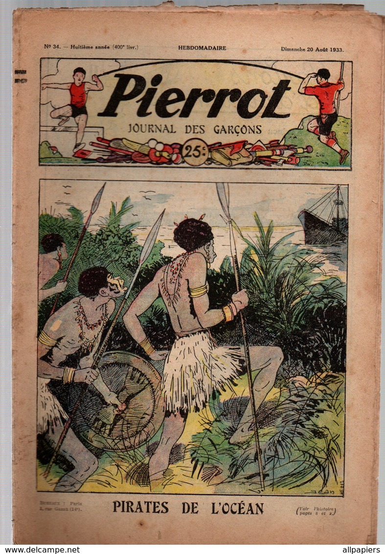 Périodique Pierrot N°34 Pirates De L'océan - Parlons D'aviation - Le Secret De L'Hindou - Pitche En Afrique De 1933 - Pierrot