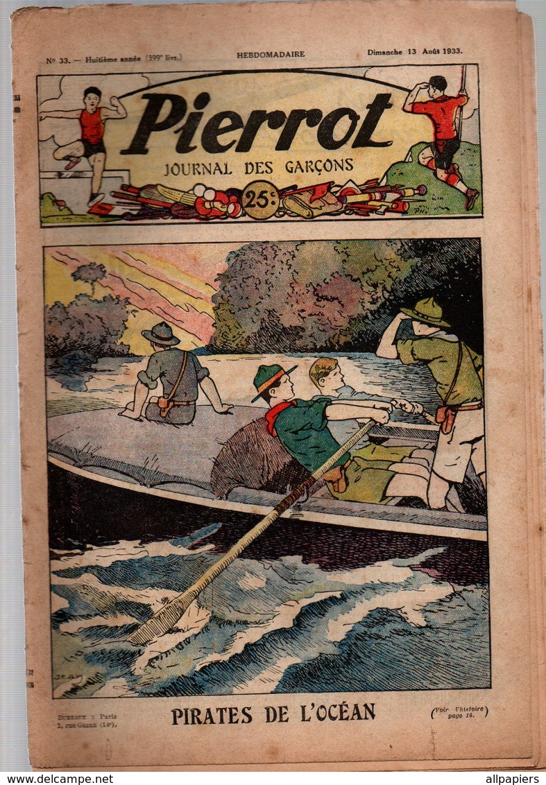 Pierrot N°33 Pirates De L'océan - Parlons D'aviation - Le Secret De L'Hindou - Pitche Livreur - Les Pygmées Blancs 1933 - Pierrot