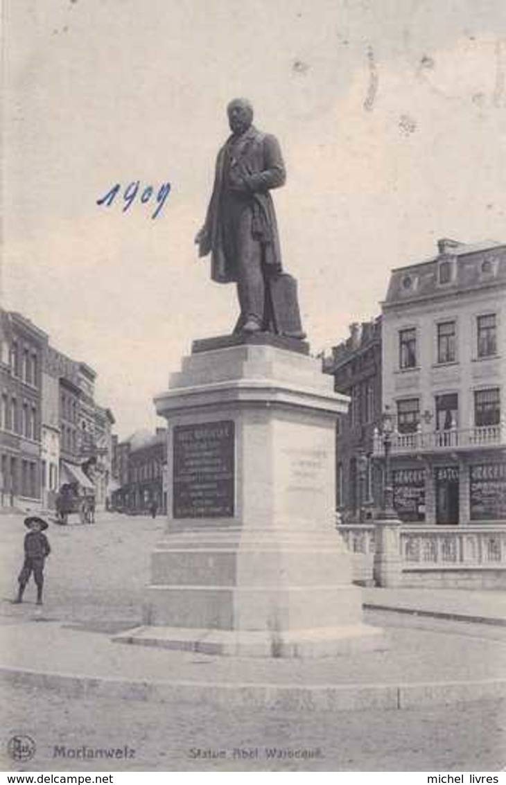 Morlanwelz - Statue Abel Warocqué - Circulé En 1909 - Animée - TBE - Morlanwelz