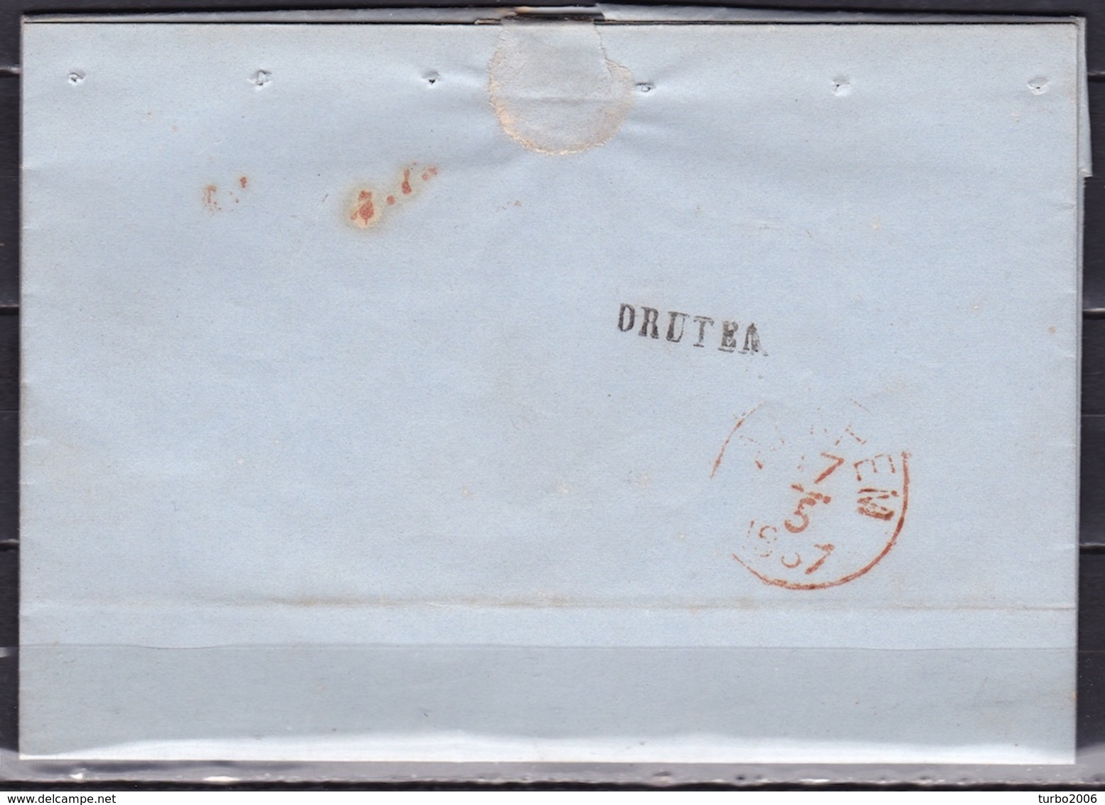 Nederland 1857 Ongefrankeerde Brief Na Posttijd Van Druten Via NIJMEGEN Naar ARNHEM Met Zwart Langstempel DRUTEN Achter - Brieven En Documenten