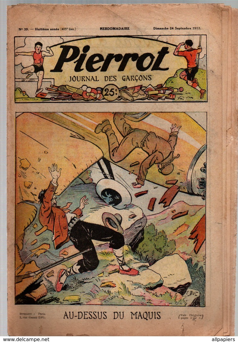 Pierrot N°39 Au-dessus Du Maquis - Pierrot Prestidigitateur - Parlons D'aviation Les Vols Transatlantiques De 1933 - Pierrot