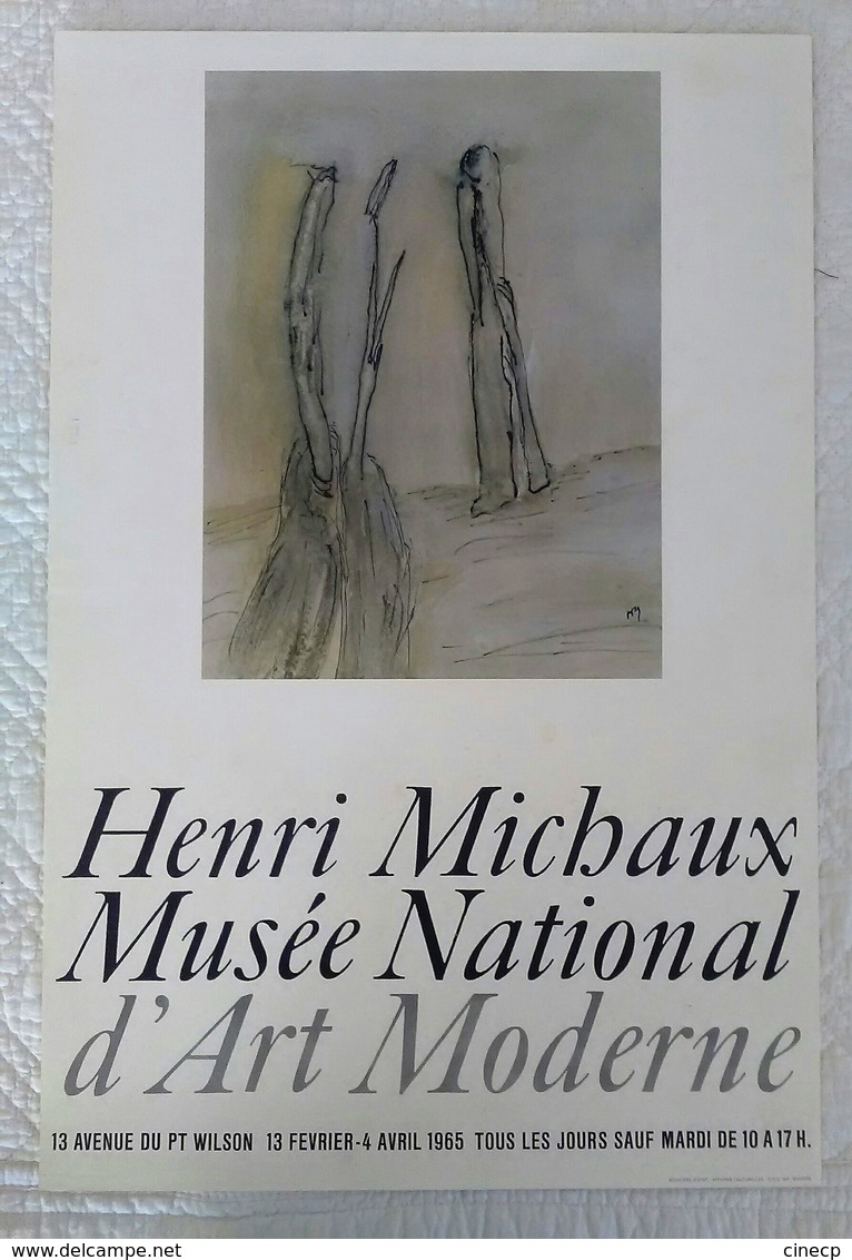 AFFICHE ANCIENNE ORIGINALE EXPOSITION HENRI MICHAUX 1965 Musée National D'Art Moderne - Manifesti