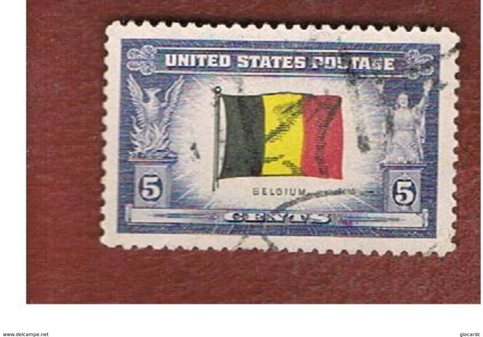 STATI UNITI (U.S.A.) - SG 911  - 1943  FLAGS OF OPPRESSED NATIONS: BELGIUM   -  USED° - Usati