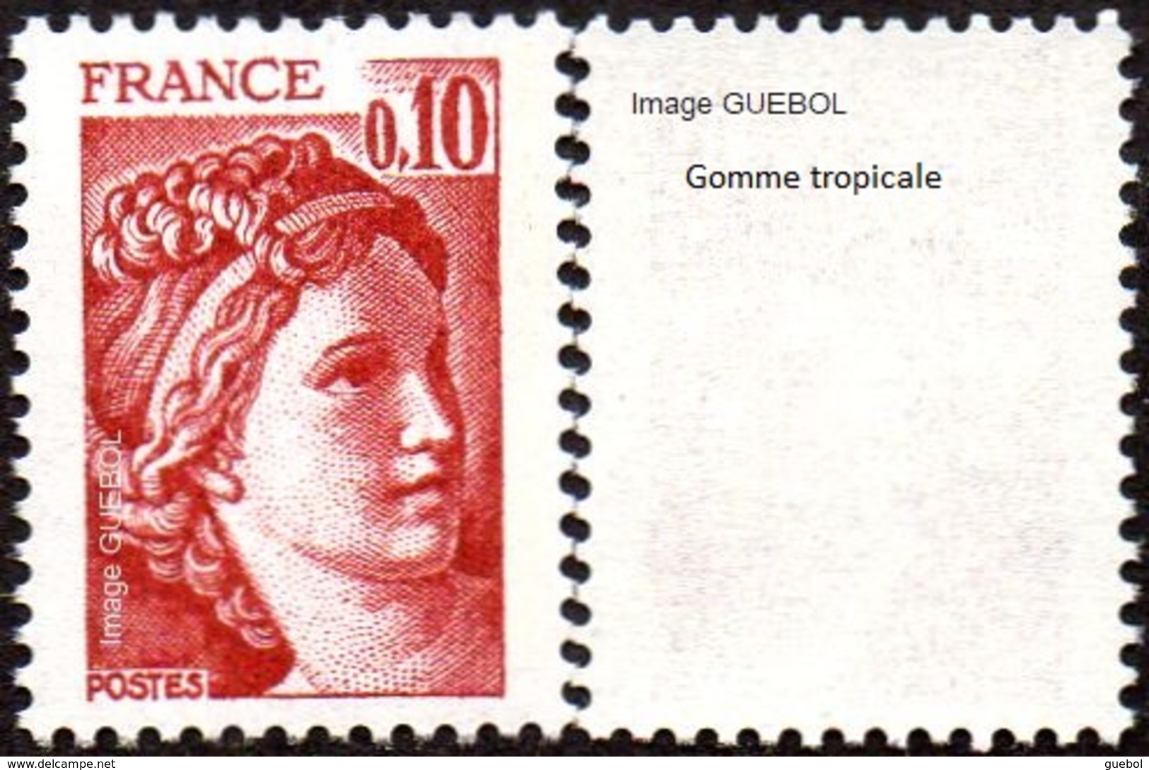 France N° 1965,a ** Sabine De Gandon  - Variété Du 0.10fr Rouge Brun -> Gomme Tropicale - Neufs