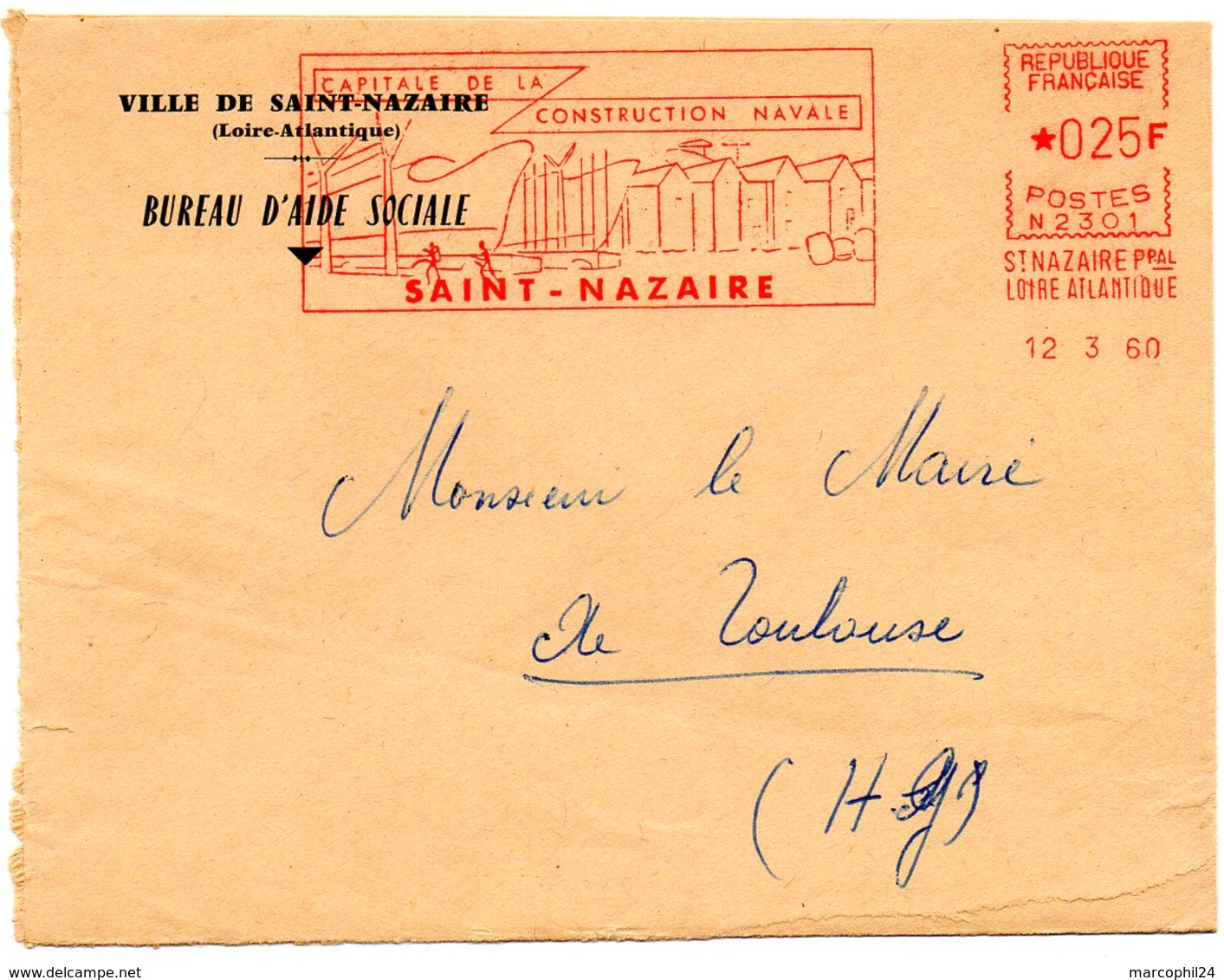 LOIRE ATLANTIQUE - Dépt N° 44 = SAINT-NAZAIRE 1960 = EMA = CONSTRUCTION NAVALE / CAPITALE - EMA (Printer Machine)