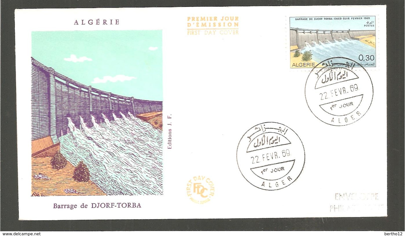 FDC  ALGERIE 1969  BARRAGE DE  DJORF- TORBA - Algérie (1962-...)