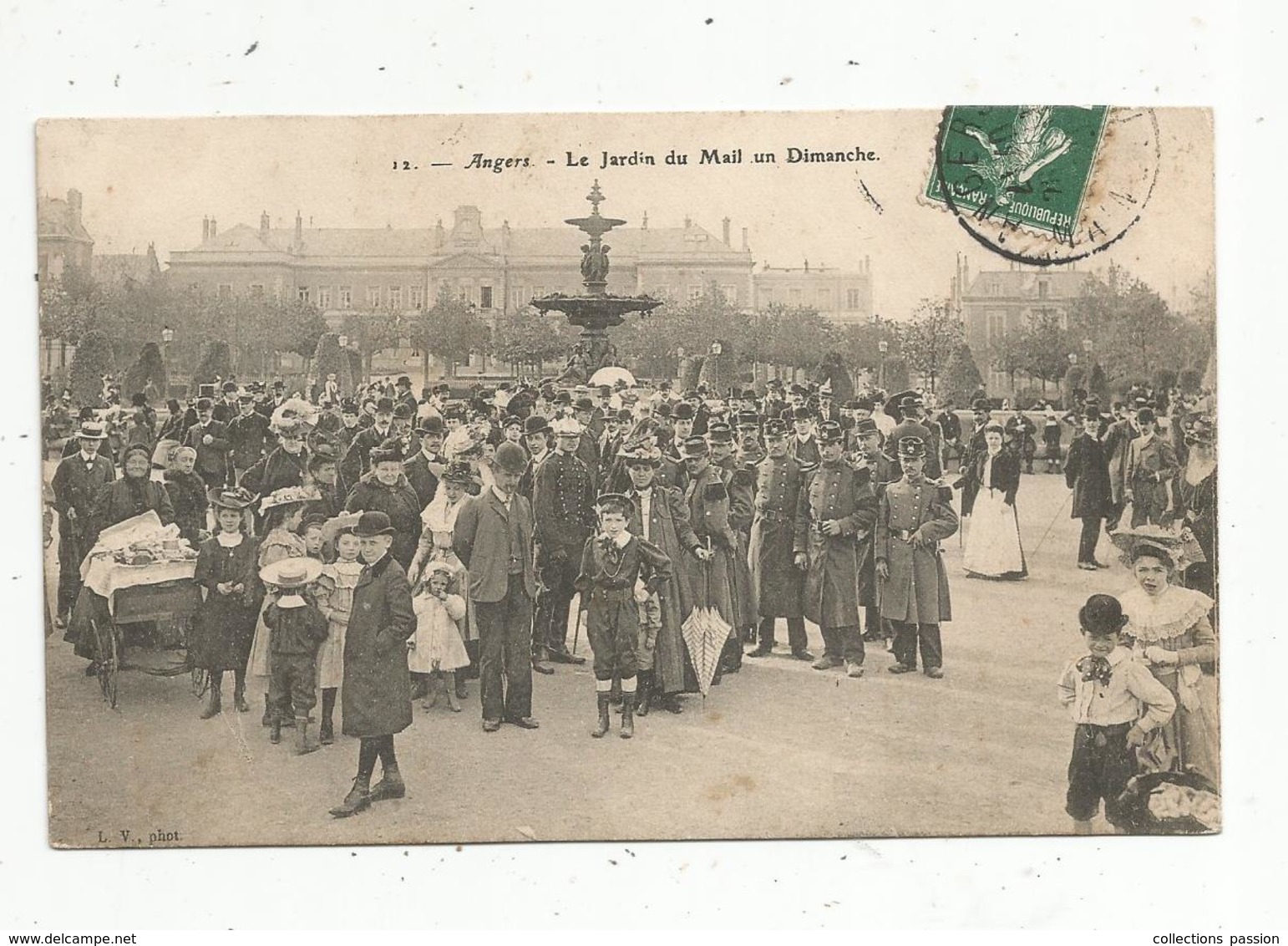Cp, 49 , ANGERS ,le Jardin Du Mail Un Dimanche , Voyagée 1908 , N° 12 - Angers