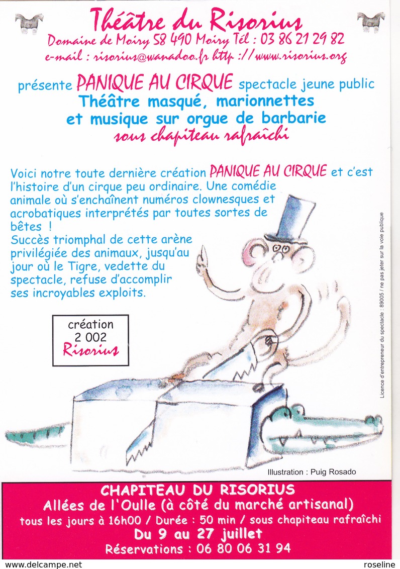 PUIG ROSADO - Theâtre Risorius à Moiry - Panique Au Cirque Tour Magie Singe Crocodile Scie - CPM 10.5x15 TBE 2002 - Other & Unclassified