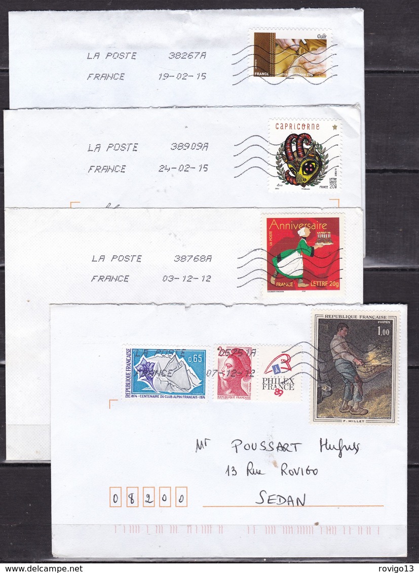 France - 100 lettres modernes affranchies avec timbres commemoratifs