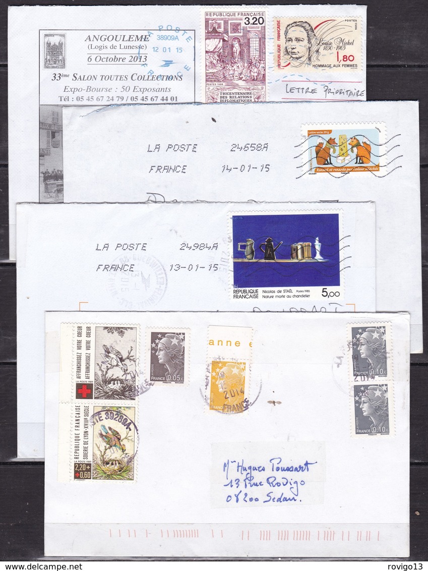France - 100 lettres modernes affranchies avec timbres commemoratifs