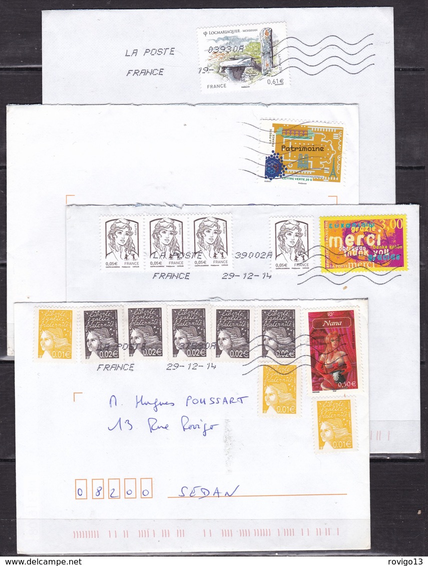 France - 100 lettres modernes affranchies avec timbres commemoratifs