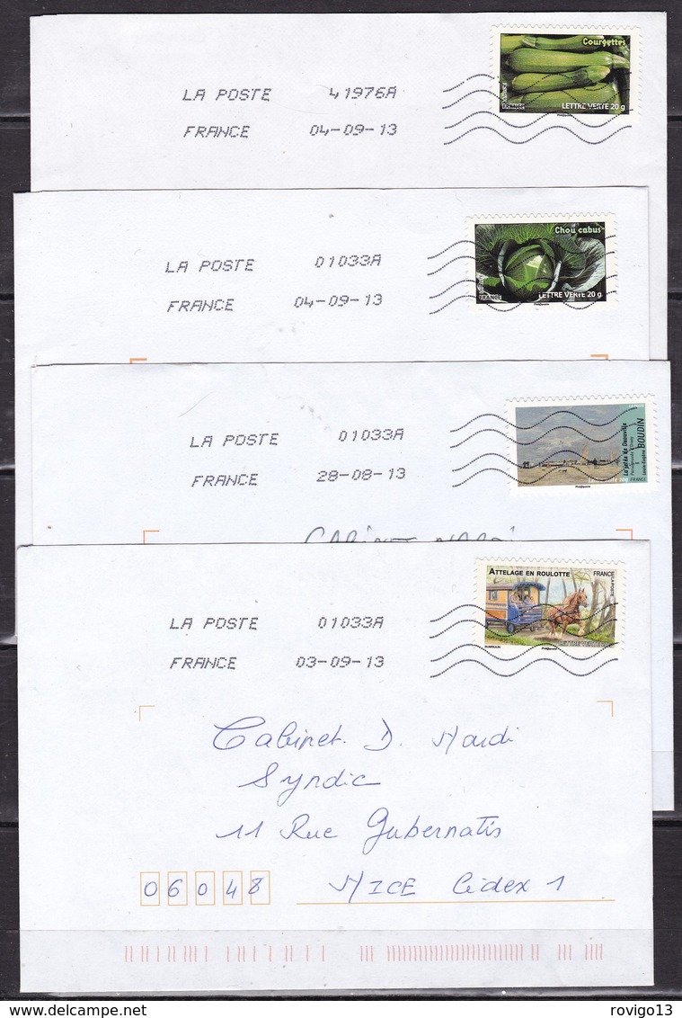 France - 100 lettres modernes affranchies avec timbres commemoratifs