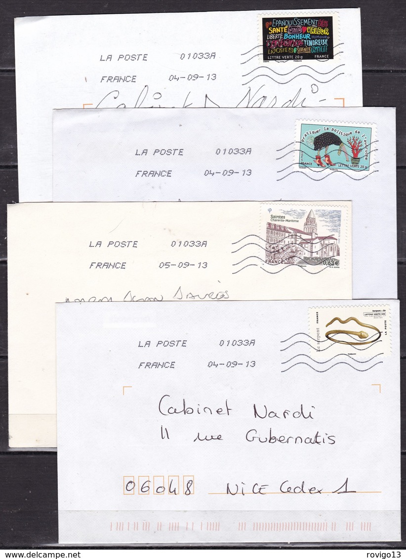 France - 100 lettres modernes affranchies avec timbres commemoratifs