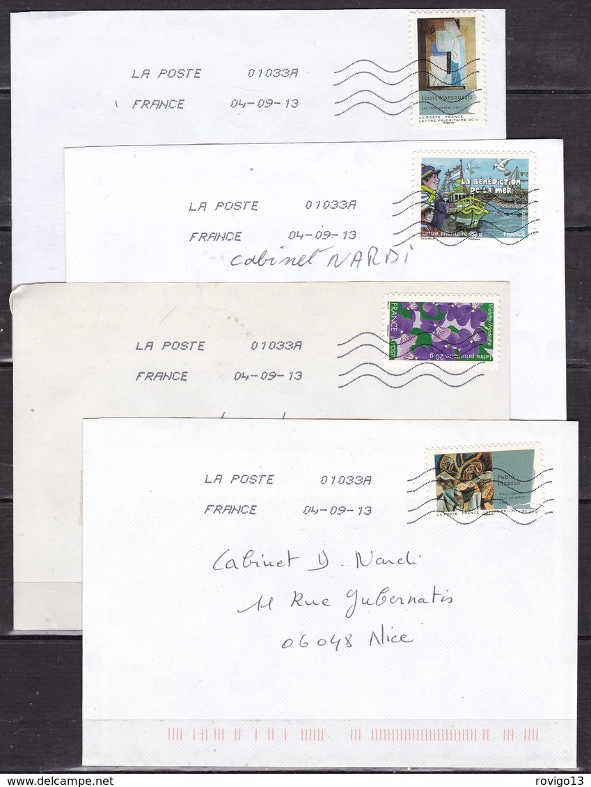 France - 100 lettres modernes affranchies avec timbres commemoratifs