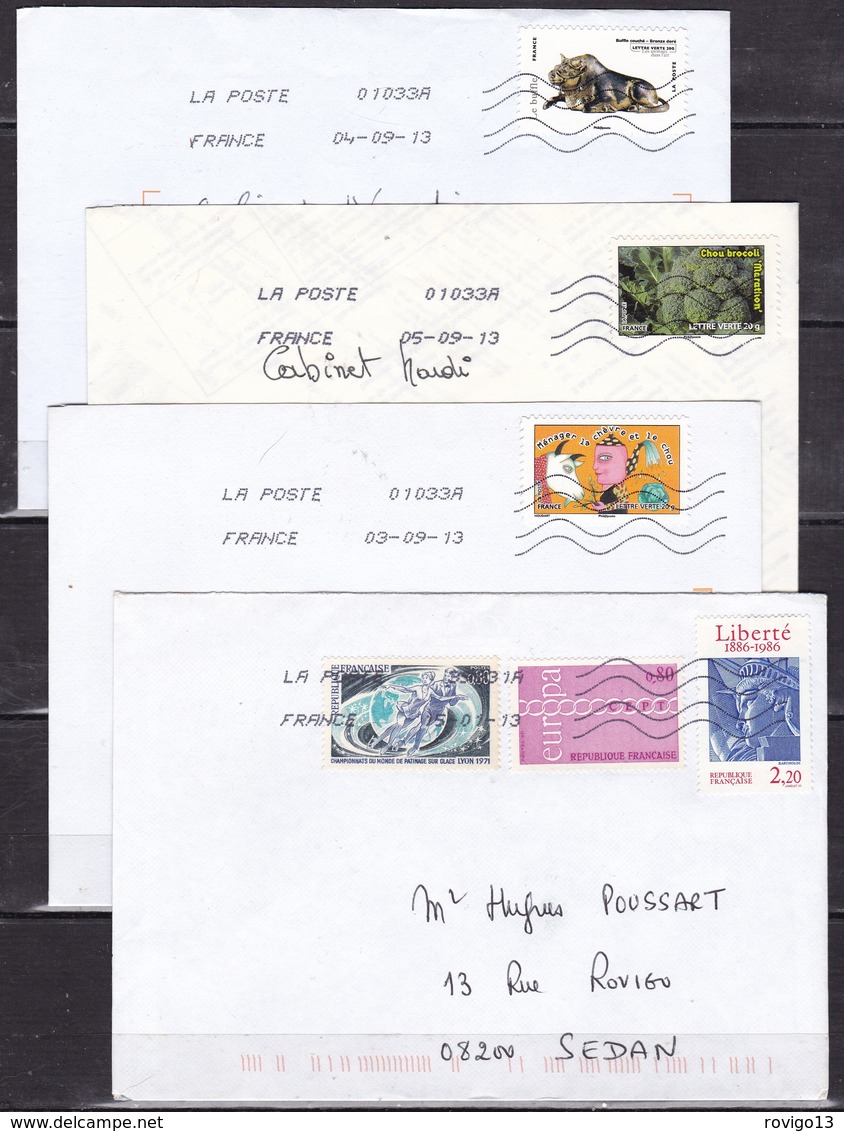 France - 100 lettres modernes affranchies avec timbres commemoratifs