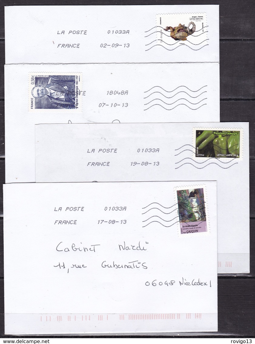 France - 100 lettres modernes affranchies avec timbres commemoratifs