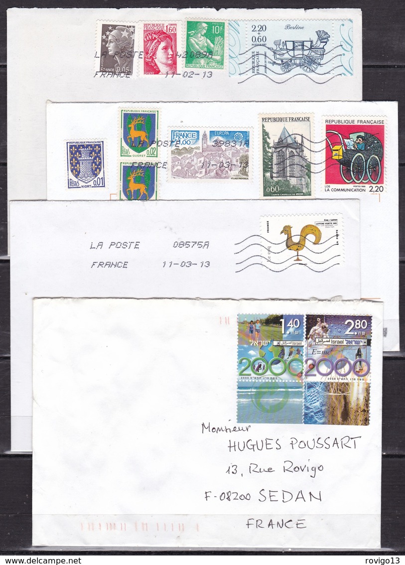 France - 100 lettres modernes affranchies avec timbres commemoratifs