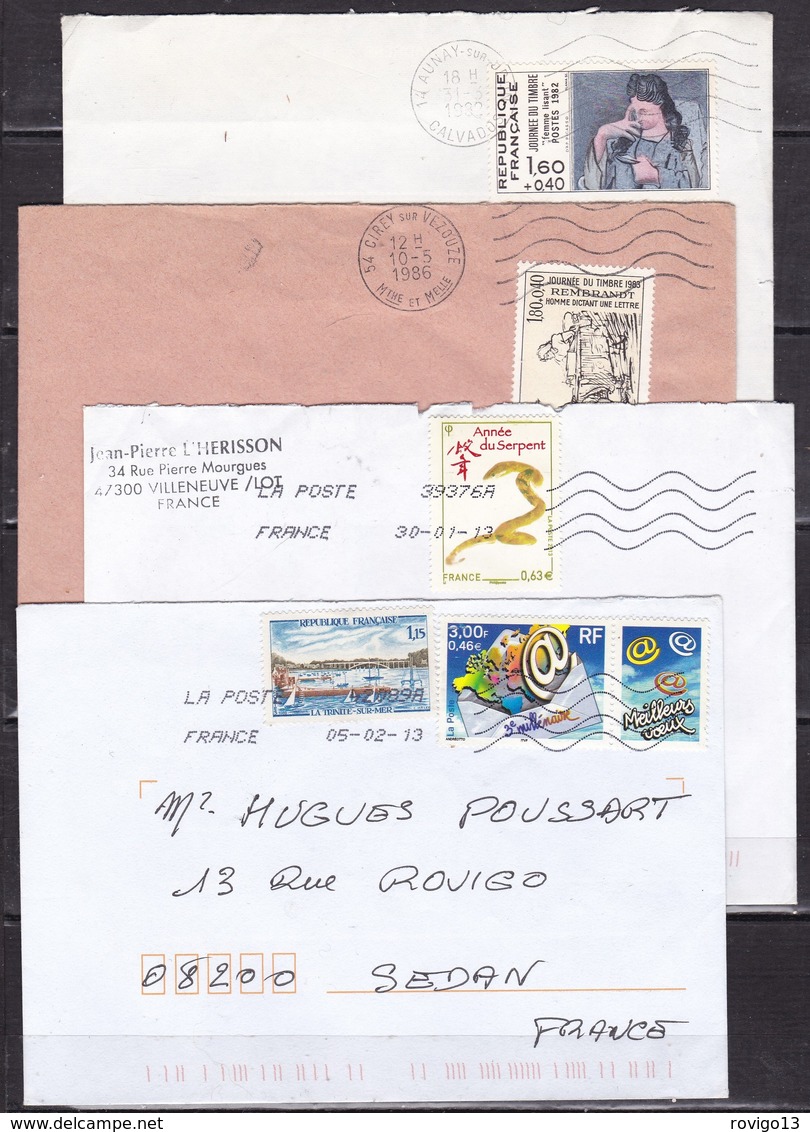 France - 100 lettres modernes affranchies avec timbres commemoratifs