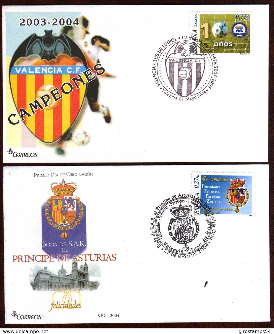 Girostamps54.- DOS SOBRES CON MATASELLOS ESPECIALES DE LA EXPOSICIÓN VALENCIA 2004 - Cartas & Documentos