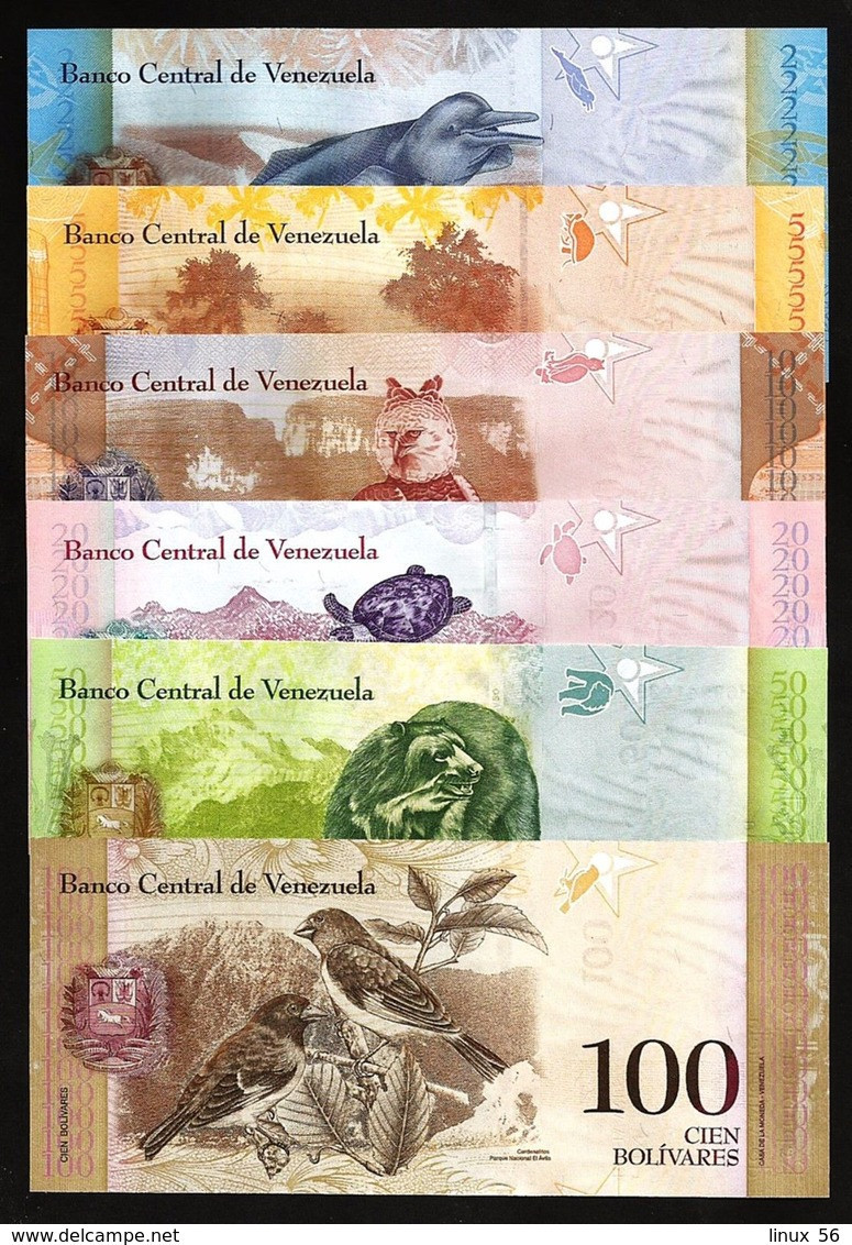 VENEZUELA - 2+5+10+20+50+100 Bolivares 2009-2015 {Pcs 6 Set} UNC P.88+89+90+91+92+93 - Venezuela