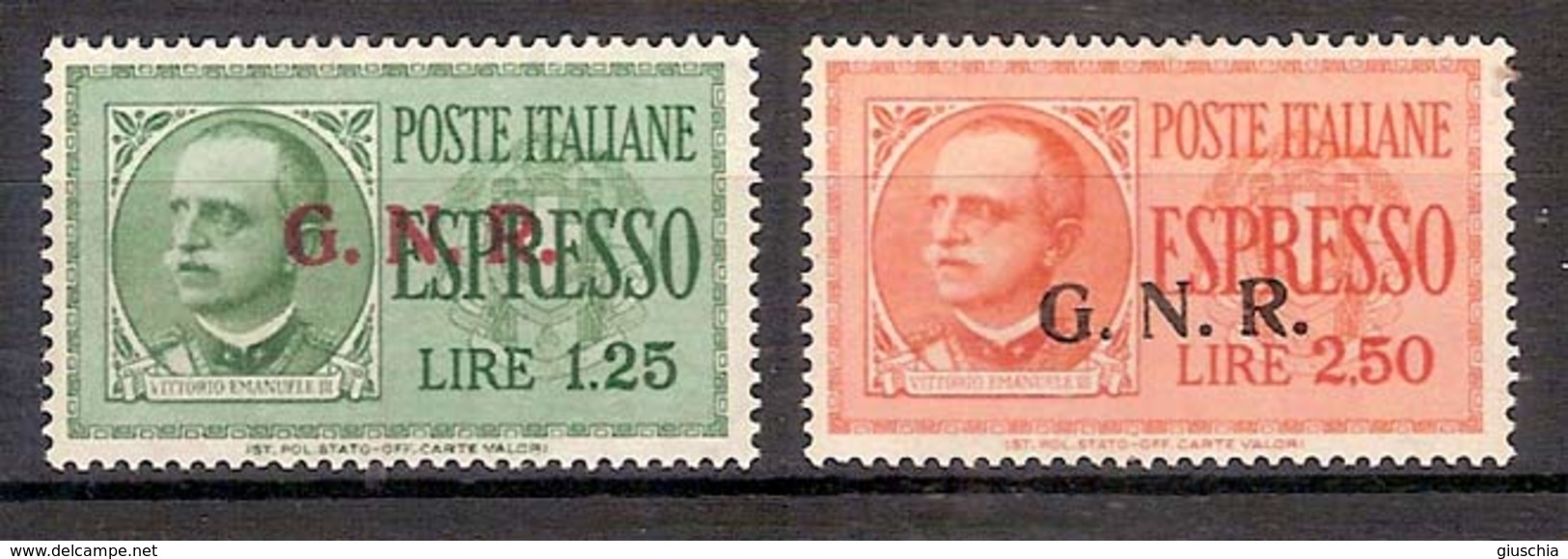 (Fb).R.S.I.1944.Espressi Soprastampati G.N.R.,nuovi Con Traccia Di Linguella (562-16) - Posta Espresso