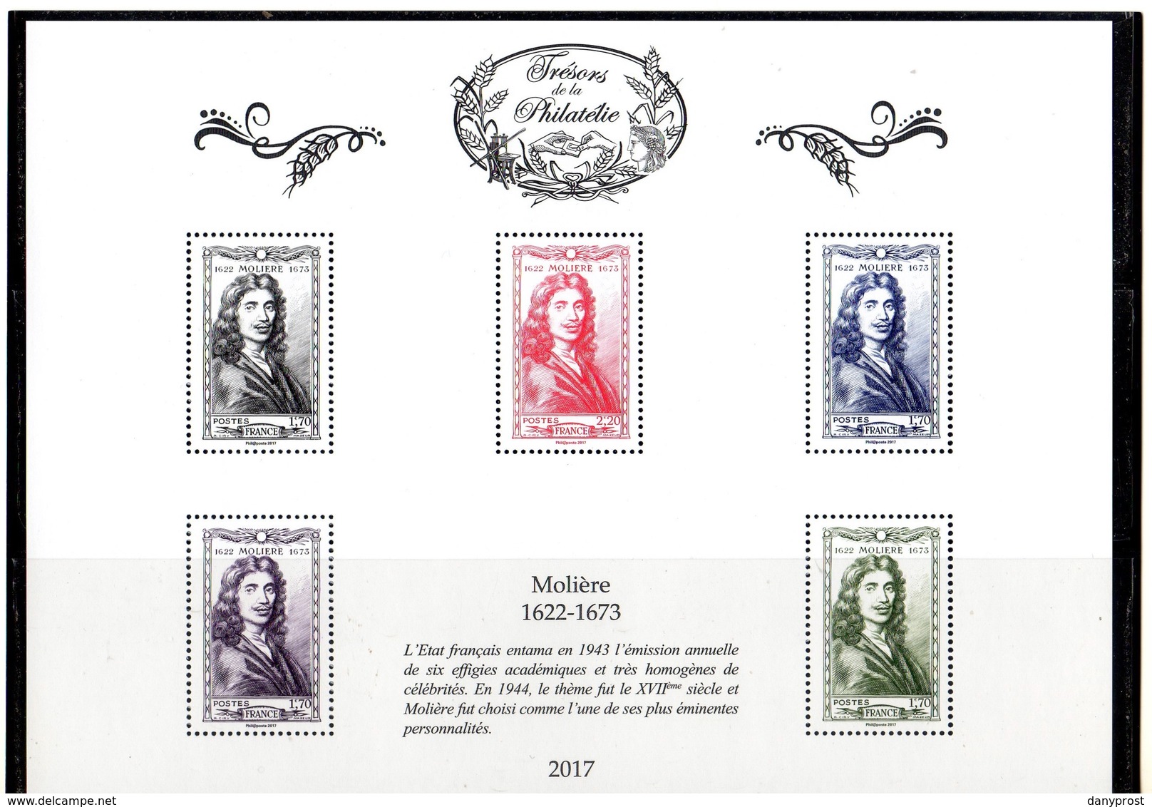 FRANCE 2017 / BS39 "TRESORS DE LA PHILATELIE-Molière" 4ème ENSEMBLE DE 10 BF / NEUF RARE.... - Neufs