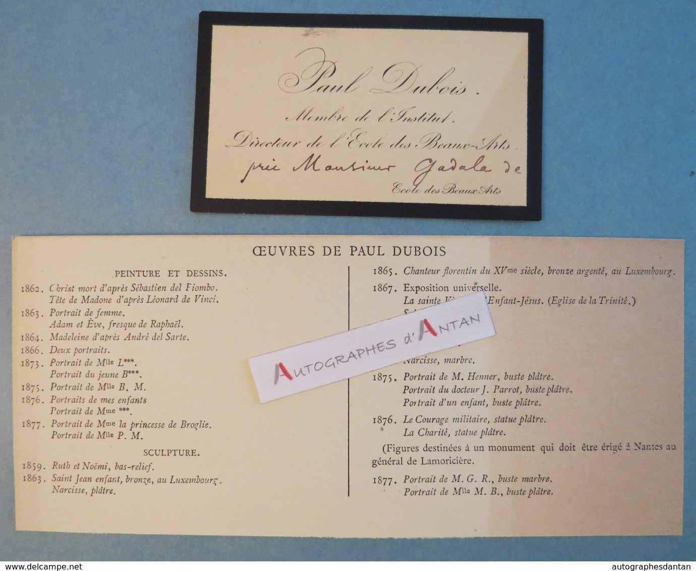 CDV 1893 Paul DUBOIS Sculpteur Peintre Né à Nogent-sur-Seine - Gadala - Liste Oeuvres - Carte De Visite Autographe - Autres & Non Classés