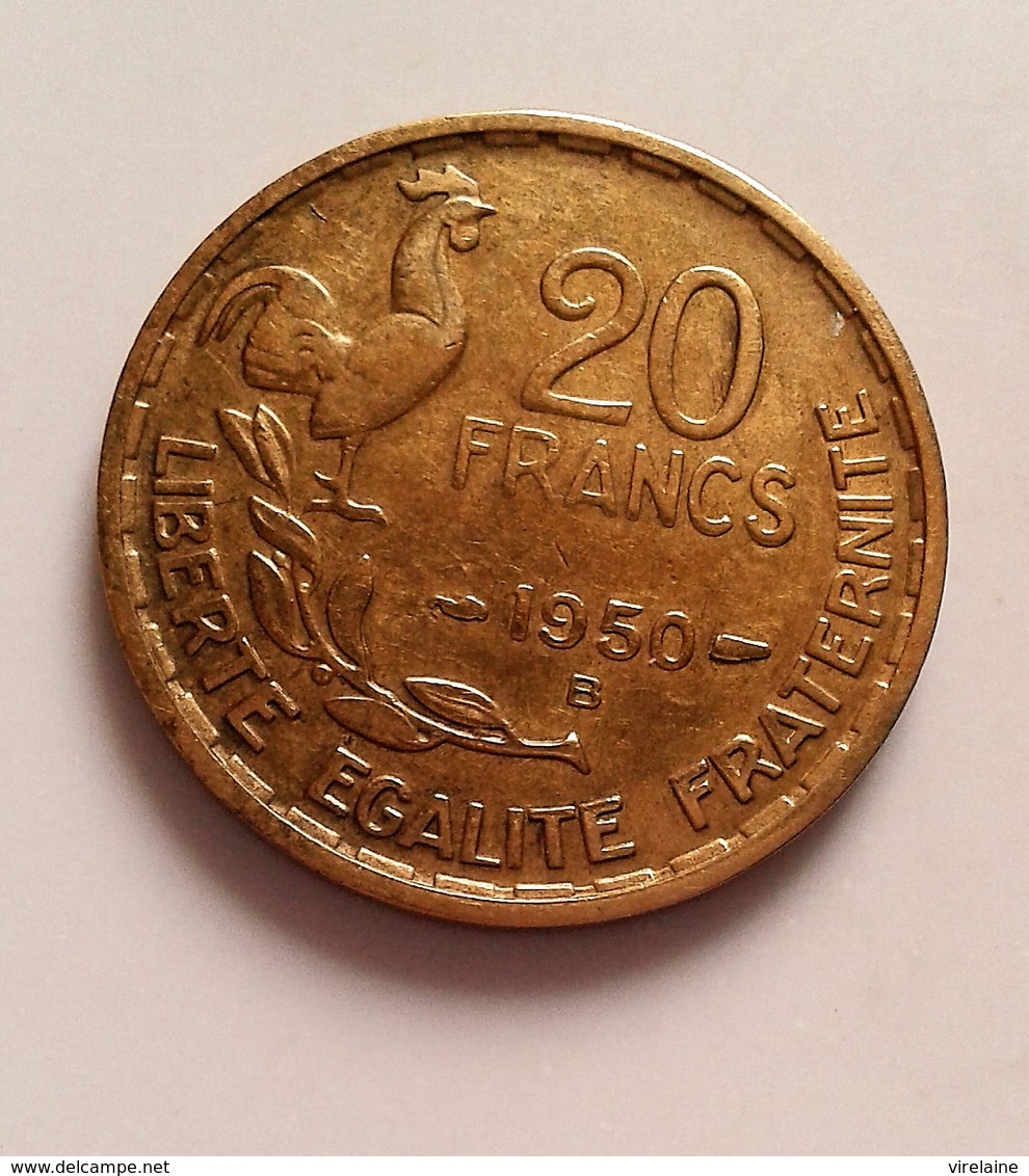 FRANCE 20 FRANCS GEORGES GUIRAUD 1950B  3 FAUCILLES     N°264 DE - Autres & Non Classés