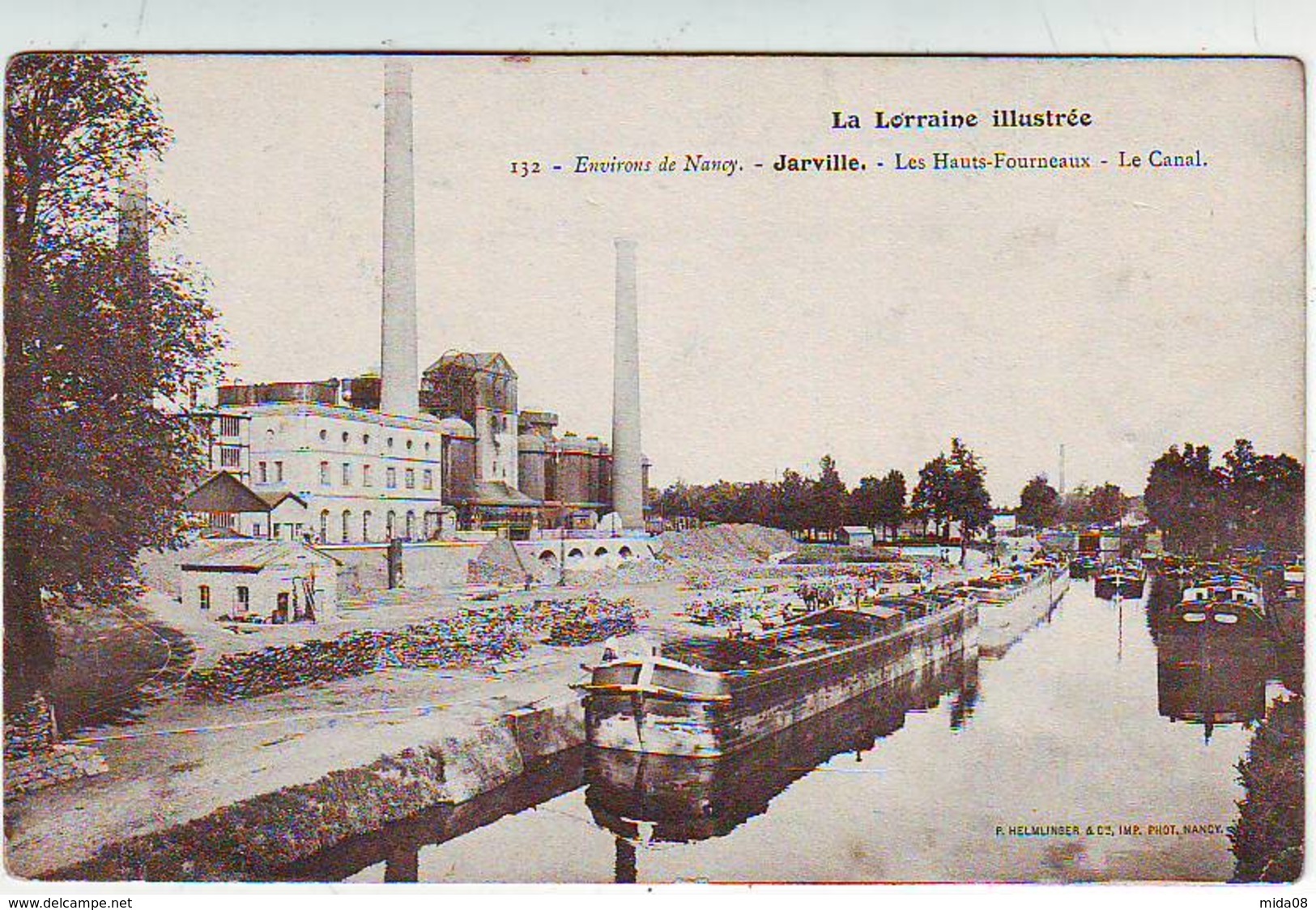 54. JARVILLE . LES HAUTS FOURNEAUX . USINE . PENICHES . Oblitération MIRECOURT A NANCY - Autres & Non Classés